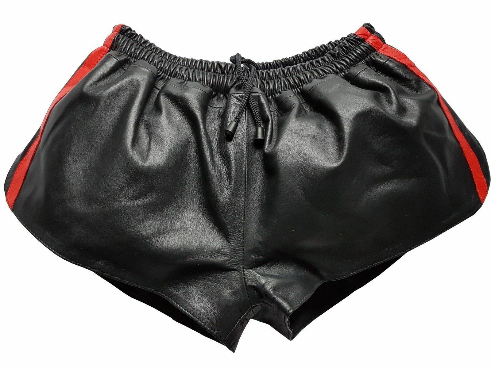 Black Lamb Nappa Men Leather shorts with elastic band Waist 32-34-36-38-40-42-44