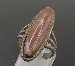 Post Bell Trading Navajo 925 Silver - Vintage Agate Oblong Ring Sz 6.5 - RG17123 - £50.89 GBP
