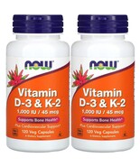 Vitamin D3 & K2 Supplement - NOW Foods, 120 Veg Capsules (2 Pack), Bone Health - $35.99
