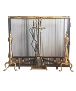Antique Flexscreen Norwich NY Solid Brass/Iron Fireplace Screen Andirons... - £23,607.48 GBP