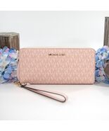 Michael Kors Powder Blush Pink Logo Monogram Zip Around Travel Wallet NWT - $113.36