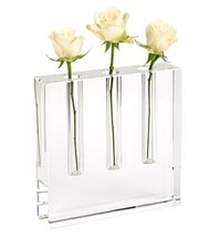 Modern Clear Square Block Optical Crystal Vase - £121.27 GBP