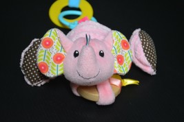 Infantino Pink Cordy Plush Elephant Teether Activity Hang Crinkle Rattle Toy  - $10.70