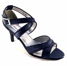 Dyeables Amber Navy Glitter Satin Strappy Dressy Sandals  - £43.42 GBP