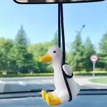 Mini Car Accessorie Sitting Swing Duck Pendant Auto Rearview Mirror Ornaments Bi - £29.73 GBP