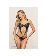 Metallic Lace Underwire Open Crotch Teddy w/Rhinestone Accents Black - $558.00 MXN+