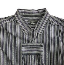 Claiborne Men XXL Shirt Button Up Black Purple White Vertical Stripe Long Sleeve - £13.28 GBP