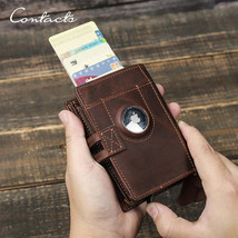 Mens RFID Leather AirTag Wallet Secure Aluminum Card Holder - $66.95+