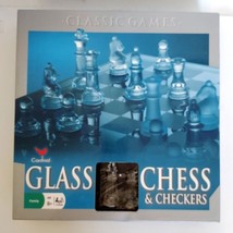 Chess and Checkers Set Clear Glass Pieces and Smoked Glass Game Board Cardinal - £27.40 GBP