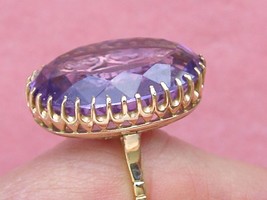 Vintage Retro 22 Carat!! Oval Amethyst 18K Statement Cocktail Ring 1940 Size 8 - £1,186.25 GBP