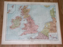 1930 Orig. Vintage Map Of Great Britain United Kingdom England Ireland Scotland - £20.59 GBP