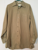 John W. Nordstrom button close shirt size 15 1/2 -33 long sleeve tan 100%cotton - £10.19 GBP