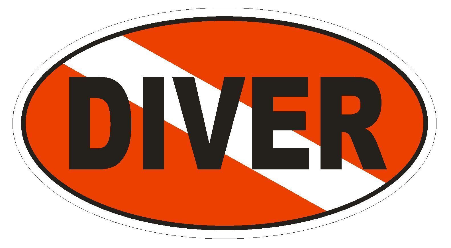 DIVER Oval Bumper Sticker or Helmet Sticker D1835 Euro Oval - $1.39 - $75.00