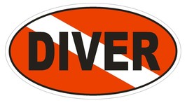 DIVER Oval Bumper Sticker or Helmet Sticker D1835 Euro Oval - $1.39+