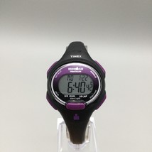 Timex Ironman Triathlon Watch Women 34mm Black Purple 10 Lap 100M New Battery A9 - £19.56 GBP