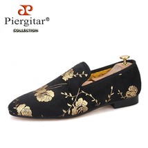New Golden Flower Printing Handmade Men Velvet Shoes For Party And Wedding Men&#39;s - £178.72 GBP