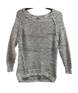 Free People Womens Pullover Sweater Gray 3/4 Sleeve Round Neck Open Knit XS - £17.27 GBP