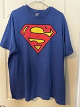 Superman 2XL Blue Graphic T Shirt Logo DC Comics XXL Lois Lane Lex Luthor - £7.98 GBP