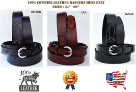 59-60  PRORIDER Mens Western LEATHER RANGER BELT 1-1/2&quot; Tan 26Ranger09 - $398.23 MXN