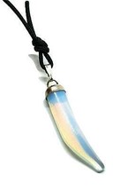 Opalite Sea Opal Pendant Tooth Claw Tie Cord Necklace Chakra Argonon Jewellery - $7.31
