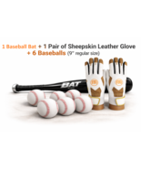 Complete Baseball Set–30 Inch  Baseball Bat+1 Pair of Leather Gloves + 6... - $63.36