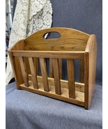 Mission Style Solid Oak Magazine Newspaper Rack Floor Basket Heavy - $34.65