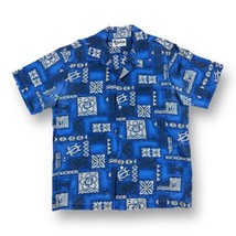 Vintage Surf All Over Print Button Up Howie Hawaiian AOP Beach Blue Medium - $21.77
