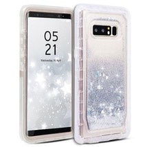 For Samsung S9 Transparent Heavy Duty Glitter Quicksand Case w/ Clip SILVER - £5.43 GBP