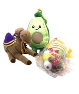 Lot of 3 Small Plush Toys Glitzy Clips Avocado, Teenie Ty Tiger, Prince ... - $146.26 MXN