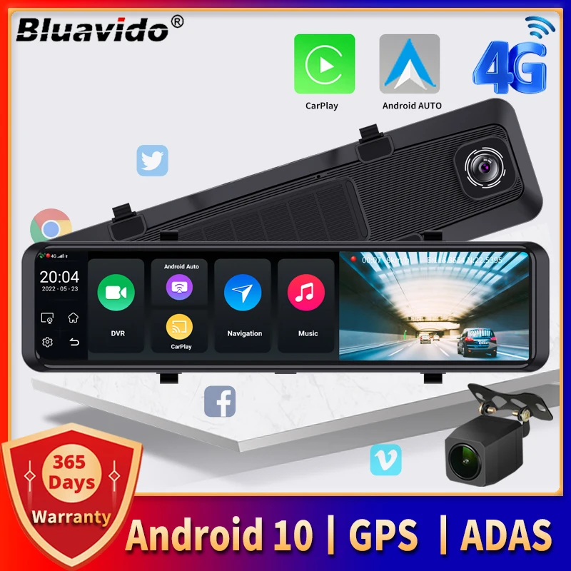 11.26&quot; 4G LTE Car Mirror Dash Cam Dual Cameras Full HD 1080P GPS Navigation - £173.78 GBP+