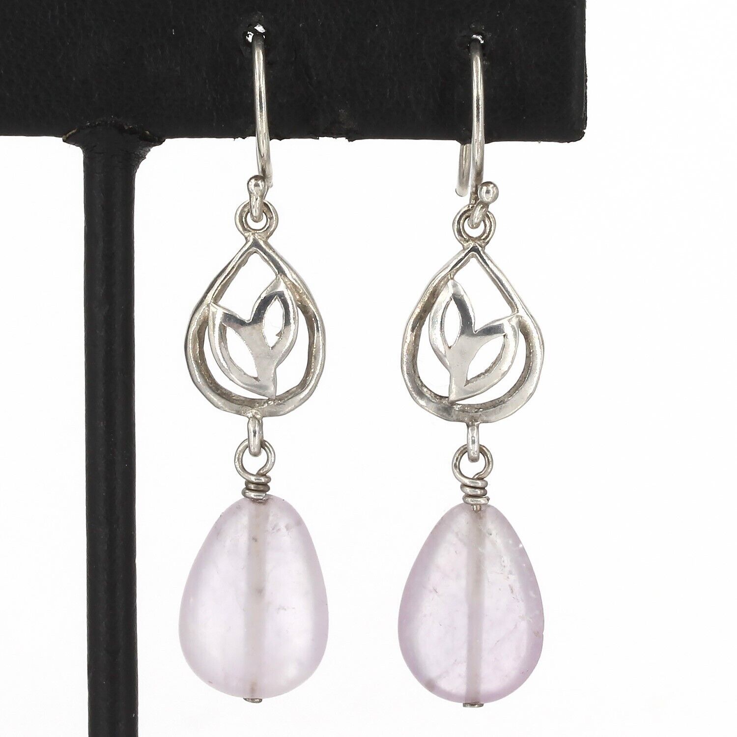 Retired Silpada Sterling Silver Frosted Amethyst Quartz Dangle Earrings W2169 - $29.99