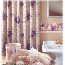 CROSCILL Chambord Cassis Floral Amethyst Shower Curtain AND Hooks - £48.65 GBP