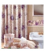 CROSCILL Chambord Cassis Floral Amethyst Shower Curtain with Hooks - £49.28 GBP