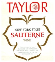 Taylor New York Stato Sauterne Bottiglia di Vino Etichetta - £27.88 GBP