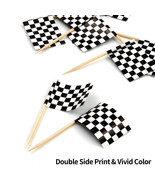 Anley Checkered Racing Flag Toothpick Cupcakes Toppers Double Sides Prin... - £5.44 GBP