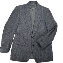 Harris Tweed Blazer Mens 40R Moores Gray Fleck Herringbone Striped Union... - £75.25 GBP
