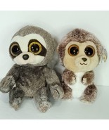 Ty Beanie Boo Sloth Dangler Spike 9” Plush Brown Gold Glitter Eyes Lot of 2 - £21.01 GBP