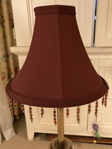 Wine Red Silk Bell Shaped Lamp Shade With Beading - £3.86 GBP