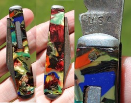 rare pocket knife vintage USA MADE single blade MYSTERY KNIFE beautiful ... - £141.58 GBP