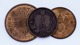 Lot of 3 Japanese Bronze &amp; Copper Coins VF+ to BU Condition - €72,84 EUR