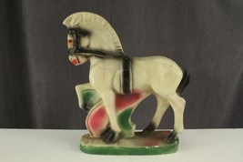 Vintage Carnival Chalkware ARABIAN Horse Figurine Pink &amp; Green Accents 1... - £30.04 GBP