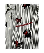 Fortune by stan wht/blk striped blouse tartan scottish terrier rhineston... - $34.43 CAD