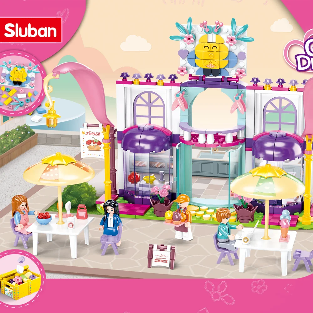 Sluban Building Block Toys Girls Dream B0972 Garden Drink Bar 361PCS Bricks - £32.16 GBP