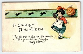 Halloween Postcard Row Of Rats Girl Hand Mirror JOL Pumpkin NYCE Series 298 - £27.33 GBP