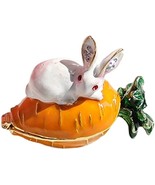  Hand Painted Rabbit Figurine Enamel Hinged Jewelry Trinket Box - £15.97 GBP