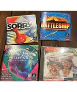 Lot of 4 PC CD-ROM Games Trivial Pursuit, Smart Games 2, Sorry, Battleship - $15.25