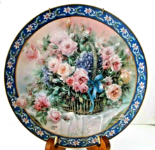 &quot;Roses&quot; Collector Plate Basket Bouquet #5862C Limited Edition 1992 Lena Liu - £15.30 GBP