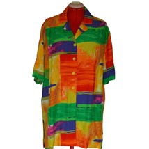 VTG Arido Classic Austria Colorblock Abstract Viscose Button Up Shirt US... - £27.07 GBP