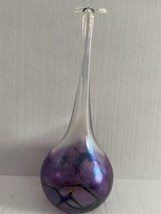 Robert Held Art Glass Vase Handmade Iridescent Signed Canada Original Label - £72.15 GBP