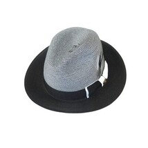 Men's Milani Straw Braided Fedora Hat Soft Crushable FDS-006 Black/White image 3